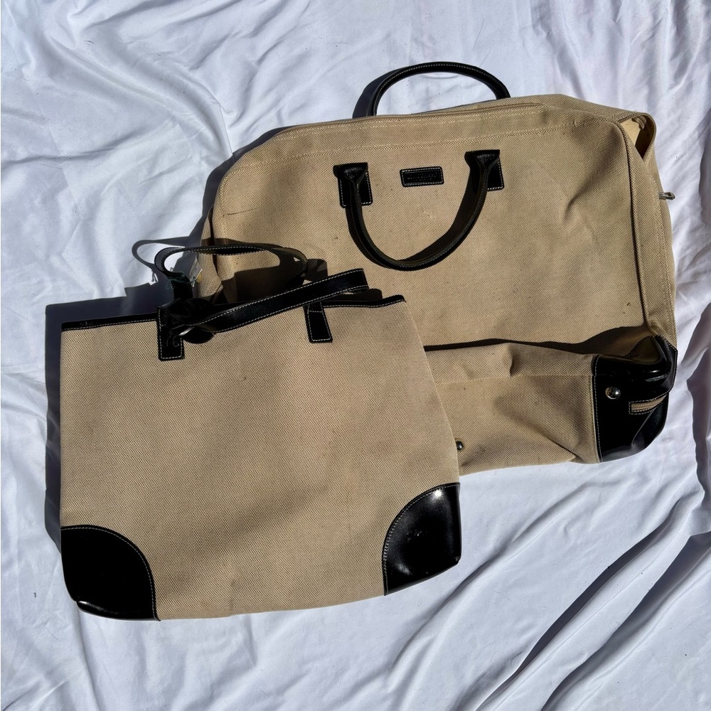 Longchamp Beige and Black Travel Bags